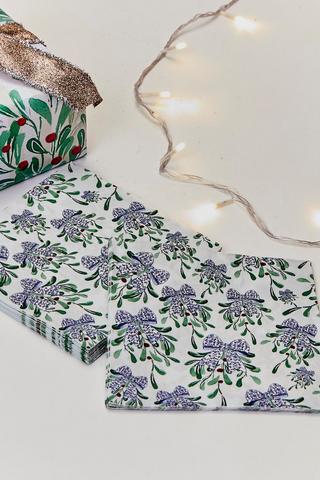 Festive Delft Mistletoe Serviettes