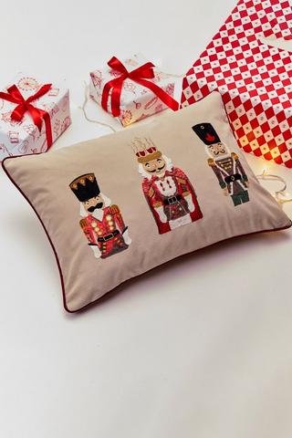 Christmas Beaded Nutcracker Scatter Cushion, 40x60cm