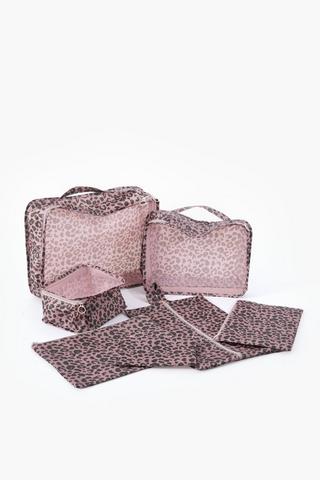 7 Pack Leopard Print Cube Travel Set