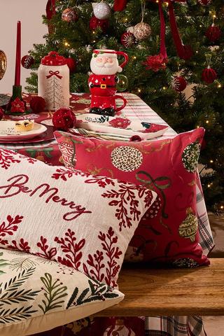 Christmas Printed Baubles Scatter Cushion, 45x45cm