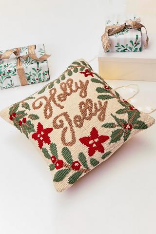 Christmas Textured Knot Hollyjolly Scatter Cushion, 50x50cm