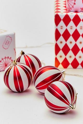 4 Pack Christmas Carnival Baubles, 8cm