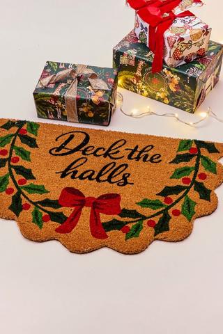 Christmas Coir Deck Scalloped Door Mat, 50x80cm