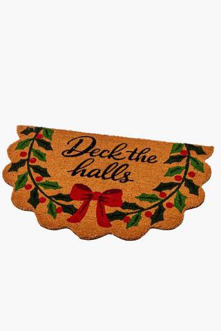 Christmas Coir Deck Scalloped Door Mat, 50x80cm