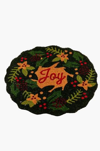 Christmas Coir Wreath Door Mat, 60x60cm