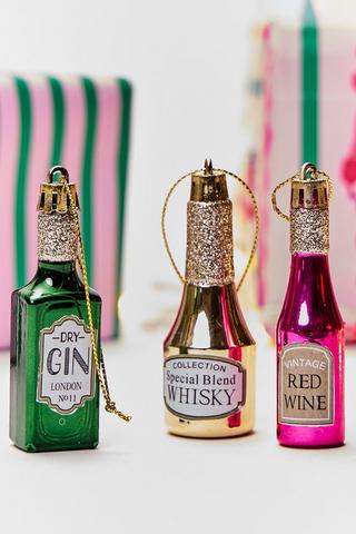 3 Pack Hanging Gin Bottles, 7.5cm