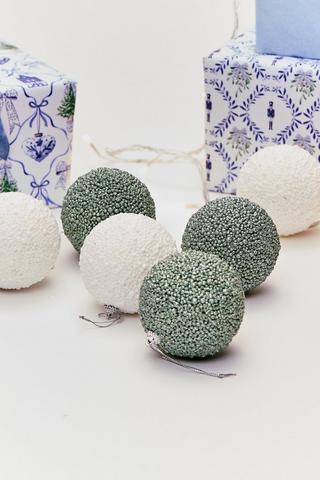 6 Pack Christmas Coastal Baubles, 8cm