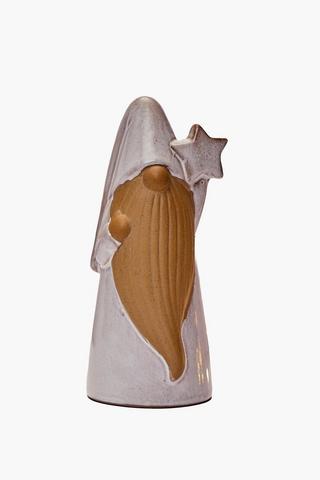 Ribbed Santa With Star Statue, 18cm