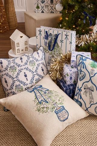 Christmas Delft Nutcracker Scatter Cushion, 50x50cm