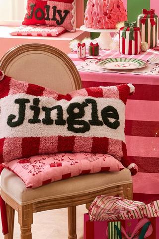 Christmas Textured Jingle Scatter Cushion, 40x60cm