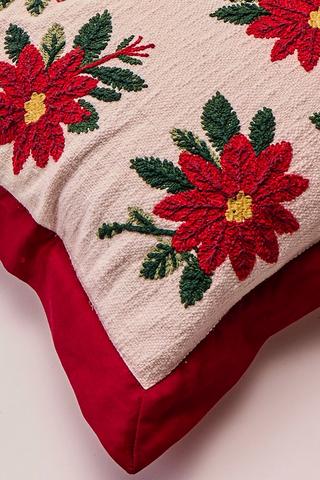 Christmas Embroidered Poinsettia Scatter Cushion, 50x50cm