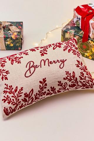 Christmas Textured Be Merry Scatter Cushion, 40x60cm