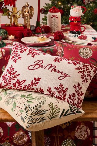 Christmas Textured Be Merry Scatter Cushion, 40x60cm