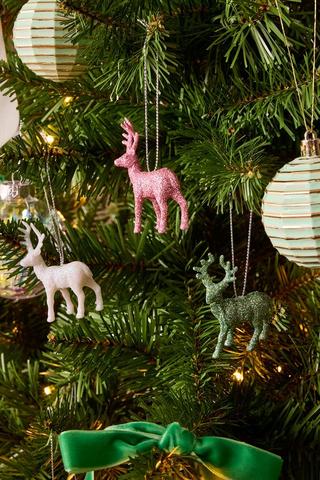 12 Pack Hanging Glitter Reindeers, 6x4.5cm