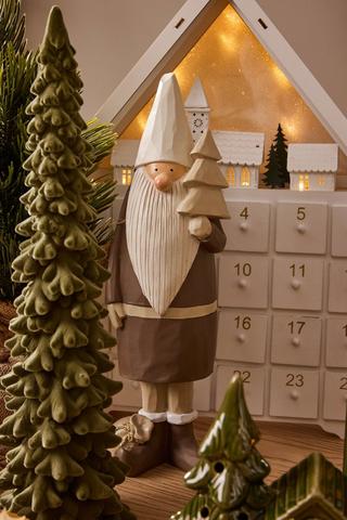 Santa With Christmas Tree, 32cm