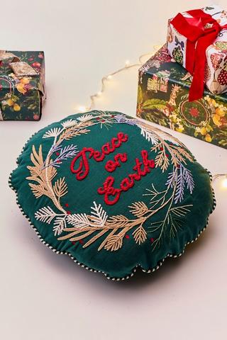 Christmas Textured Peace Round Scatter Cushion, 45cm