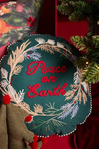 Christmas Textured Peace Round Scatter Cushion, 45cm
