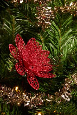 3 Pack Poinsettia Clip, 10cm