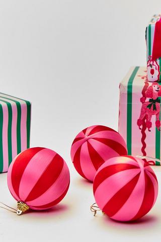 3 Pack Christmas Carnival Baubles, 7.5cm