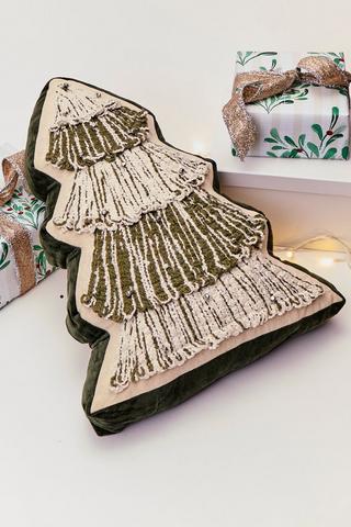 Christmas Shaped Tree Scatter Cushion, 45cm