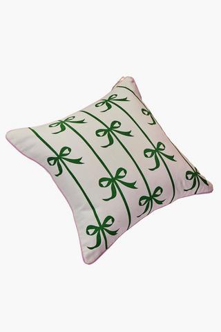 Christmas Printed Bows Scatter Cushion, 45x45cm
