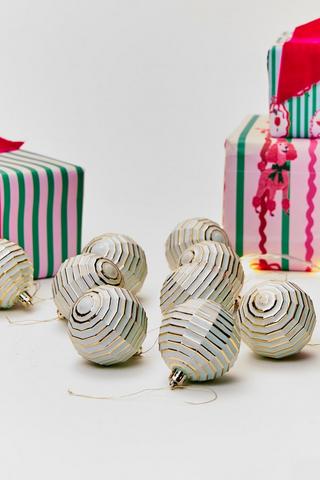 9 Pack Chritsmas Ripple Bauble, 7cm