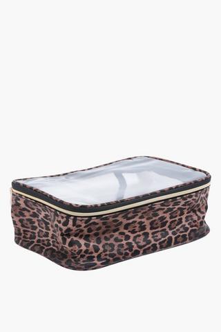 Leopard Trim Cosmetic Bag