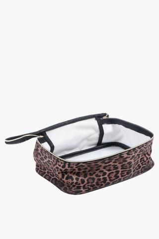 Leopard Trim Cosmetic Bag