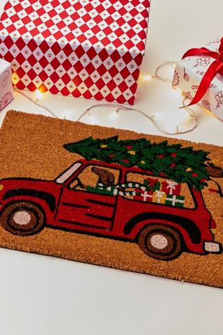 Christmas Coir Dog Doormat, 40x60cm