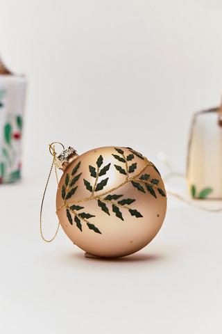 Metallic Leaf Bauble, 8cm