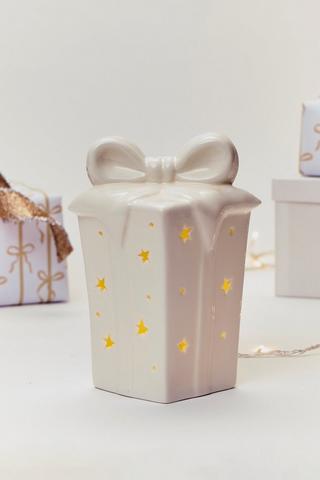 Christmas Led Present Bow Statue, 17x22cm
