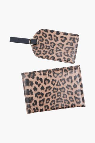 2 Pack Leopard Travel Passport Tag Set