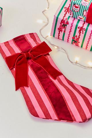 Striped Bow Stocking, 50cm