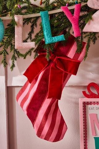 Striped Bow Stocking, 50cm
