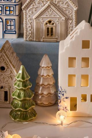 3 Pack Ceramic Christmas Tree, 10.5cm