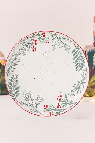 Christmas Ceramic Mistletoe Dinner Plate