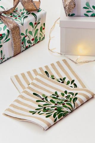 Christmas Mistletoe Stripe Napkin