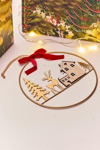 Hanging Christmas Cut Out Houses, 21cm
