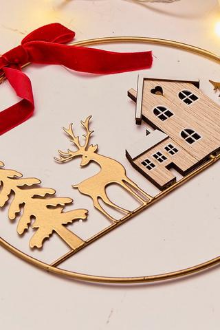 Hanging Christmas Cut Out Houses, 21cm