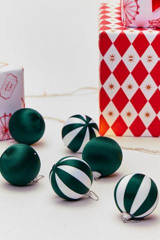 6 Pack Christmas Carnival Baubles, 6cm