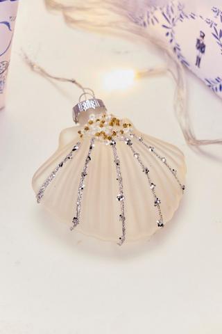 Christmas Hanging Glitter Clam, 8x8cm