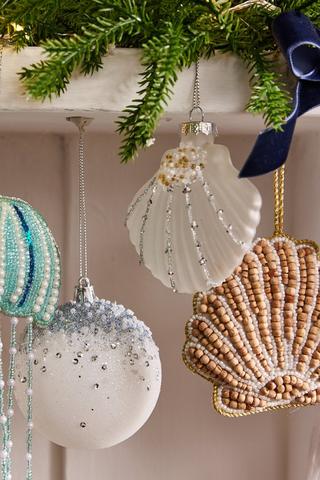 Christmas Hanging Glitter Clam, 8x8cm