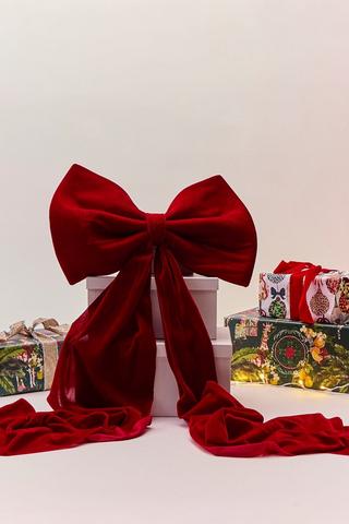 Velvet Bow Christmas Topper, 40cm