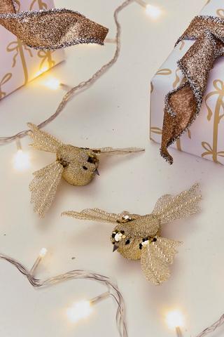 2 Pack Christmas Pearl Birds Clip, 10x10cm