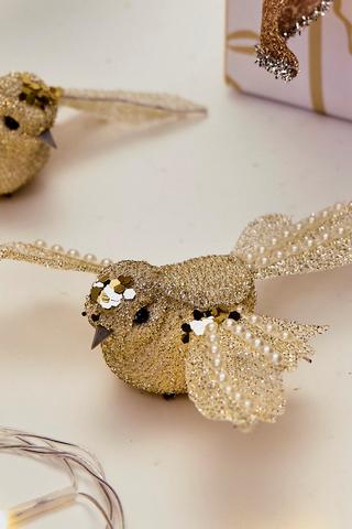 2 Pack Christmas Pearl Birds Clip, 10x10cm