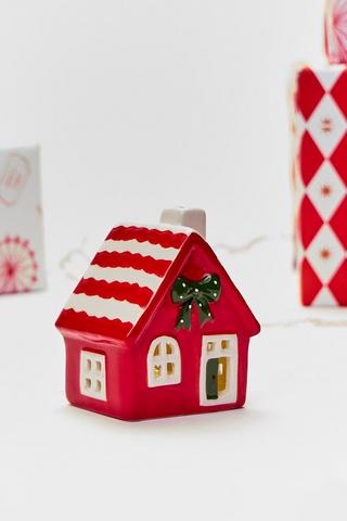Christmas Stripe Roof Led House, 8.5x11cm