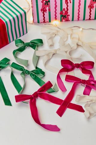 10 Pack Christmas Velvet Bows, 12cm