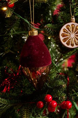Velvet Drip Teardrop Bauble, 14.5cm