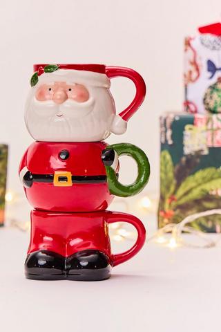 Stackable Santa Mug Set