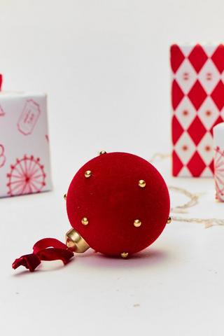 Christmas Studded Velvet Bauble, 8cm